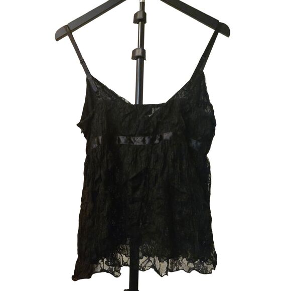 Y2K The Limited Top M Baby Doll Black Lace Witchy Fairy Grunge Goblin Nylon - Picture 4 of 6